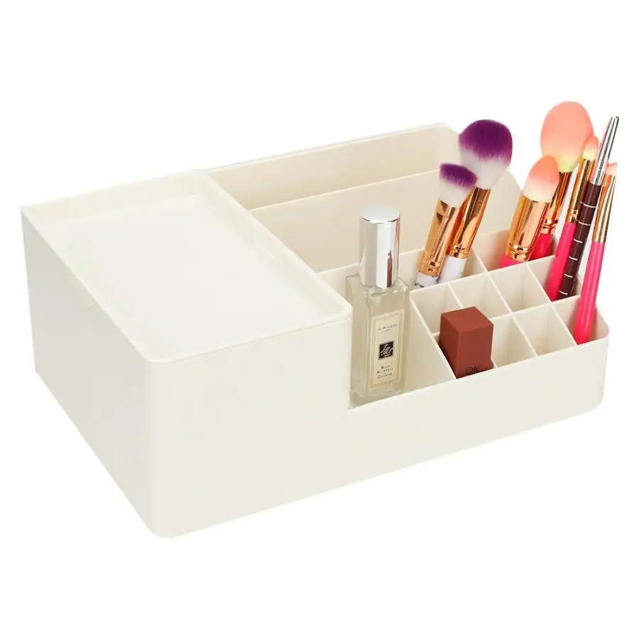 Make Up Tool Set  Organizer Dressing Table Desktop Lipstick Makeup Brush Holder Nail Art Tools Dust Brush Container White