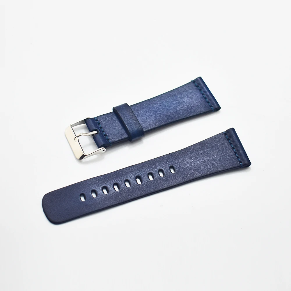 Leather Watch Band Watchband Leather Strap 24mm blue/red Vintage Watch Accessories Stainless Steel Men Woman High Qualit