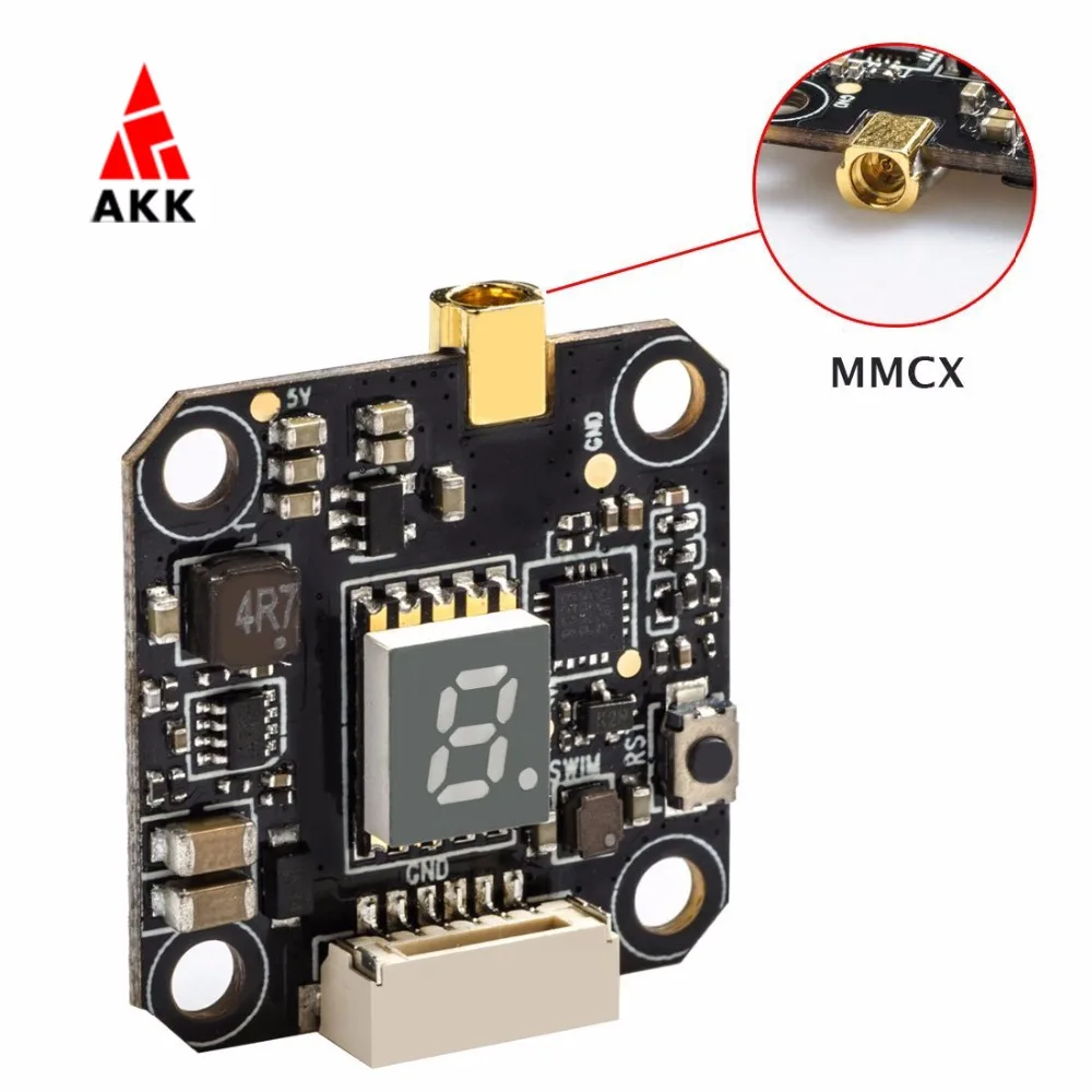 

AKK 5.8Ghz 40CH 25mW/200mW/400mW/600mW Switchable with MMCX Integrated OSD FC Configuring via Betaflight Flight Control Board