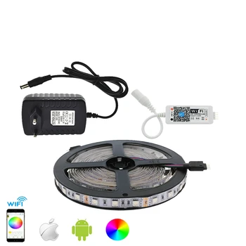 

LED Strip Set 5050 RGB 5M/300LED Flexible Strip Light + Phone App Control MIni Wifi RGB Controller + 12V 3A Power Adapter