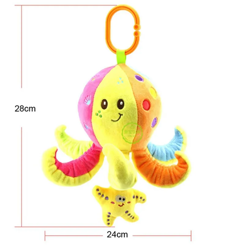 28cm-soft-stuffed-sea-animal-plush-Toy-baby-rattles-cartoon-car-hanging-strollers-musical-toys-octopus (1)