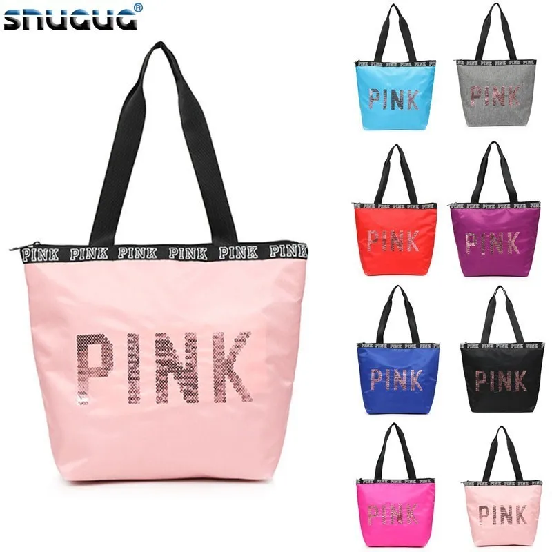 

SNUGUG Waterproof Fitness Bag For Training Outdoor Women's Sport Bag Nylon Ladies Handbags Travel Portable Pink Gym Bags Women