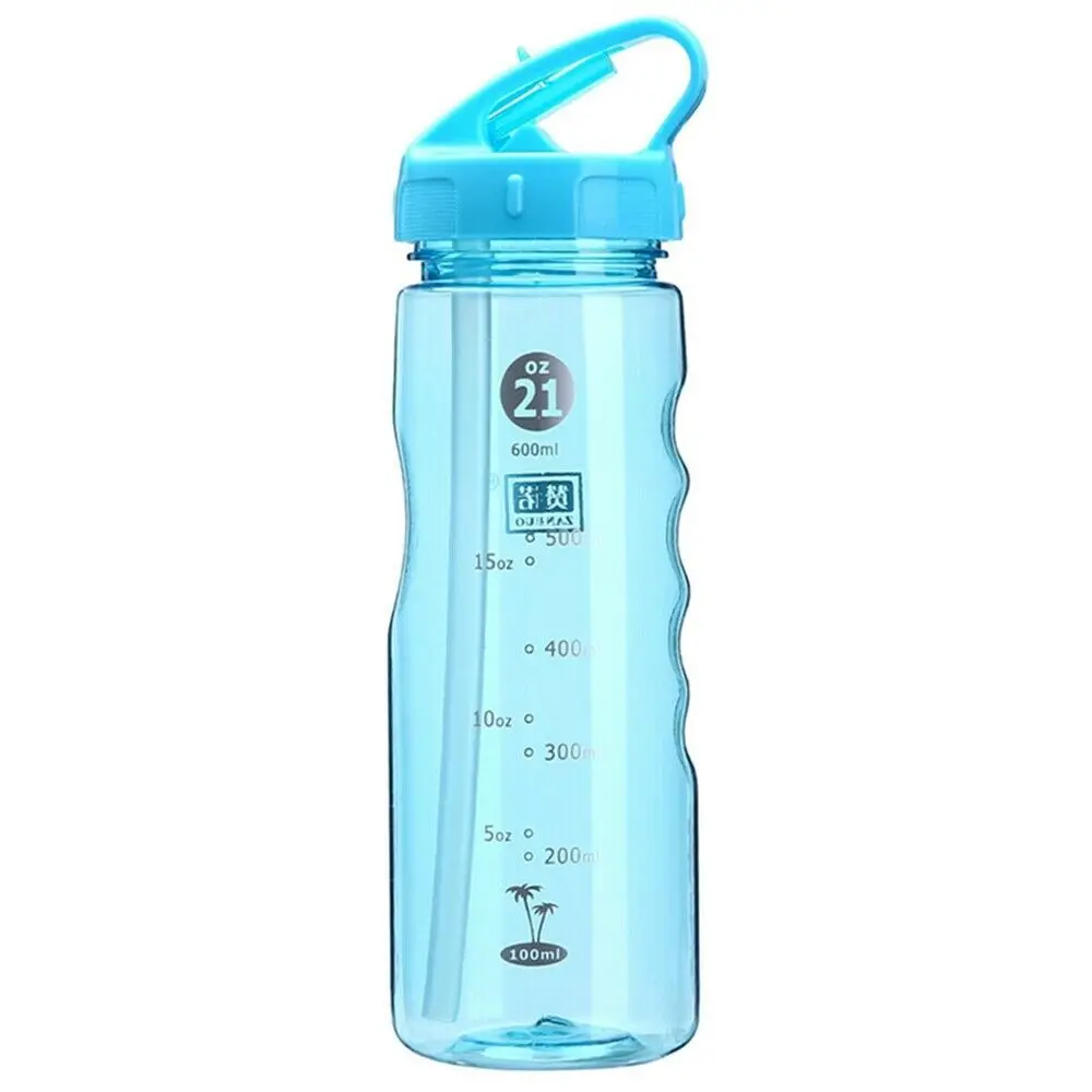 700 мл Фитнес Спортивная бутылка для воды с отметкой времени флип соломы без утечки BPA бесплатно - Цвет: Синий