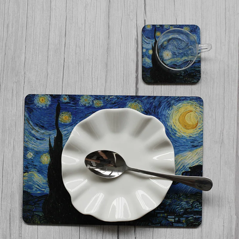Подгонянный коврик Ван Гог художественная картина маслом обеденный стол чашка коврик пробковая подставка водонепроницаемые подушечки вечерние украшения персонализированные