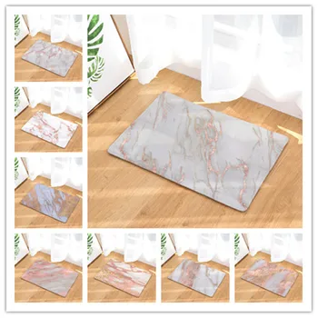 

Slate Printing Flannel Mats Bathroom Living Room Carpets Colorful Mat for Hallway Anti-Slip Tapete