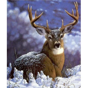 

DIY Diamond Painting Cross Stitch Kits Snow Deer Icon Resin Pasted Painting Full Diamond Embroidery Mosaic Animal Picture v932