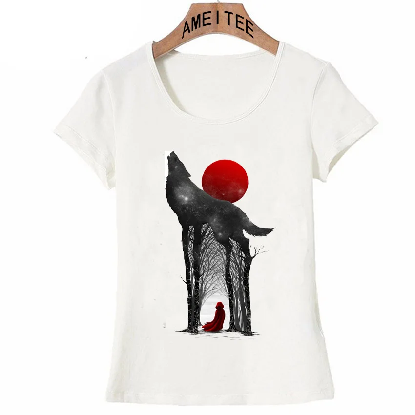 

2018 New fashion Punk women T-Shirt Game of Thrones t-shirt Novelty wolf design Tops casual girl t shirt hipster ladies Tees