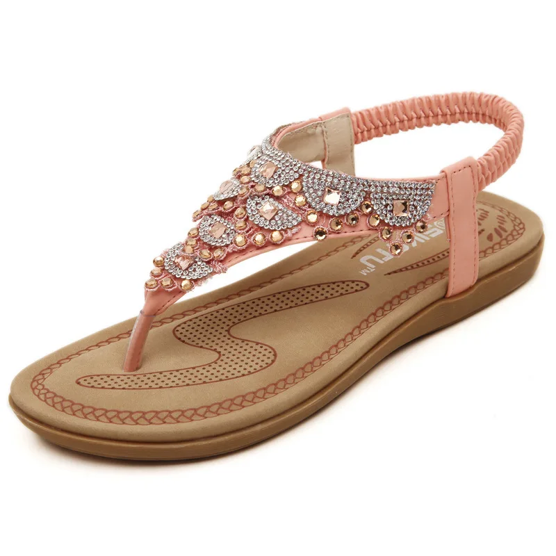 

2019 LEMAI Women Beach Sandals Bohemian Sweet Summer Shoes Flip Flop Flat Comfortable Sandalias Mujer 2019 Big Size