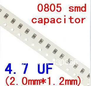 

0805 smd capacitor 4.7uF 475k Free shipping 200pcs/lot