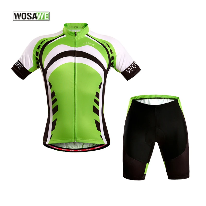 

WOSAWE Cycling Jersey Set Short Sleeve Women and Men Bike Riding Jersey Set Bicycle Jacket + 3D Gel Coolmax Padded Cycling Pants