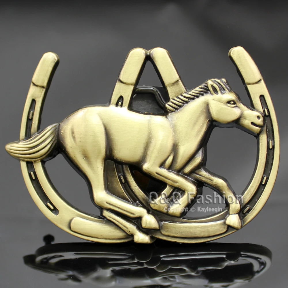 

Vintage Gold & Silver Belt Buckle Jewelry 2017 New Western Cowboy Retro Gold Horseshoe Bronco Horse Equestrian Rodeo