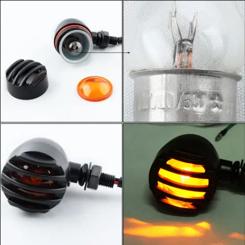 2Pcs Retro Motorcycle Turn Signals Indicator Mini Bullet Blinkers Lights For Harley Chopper Bobber Honda etc |