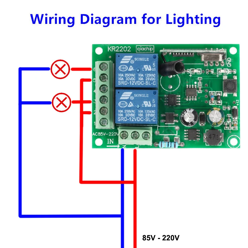 433Mhz-Universal-Wireless-Remote-Control-Switch-AC-250V-110V-220V-2CH-Relay-Receiver-Module-and-1PCS (3)