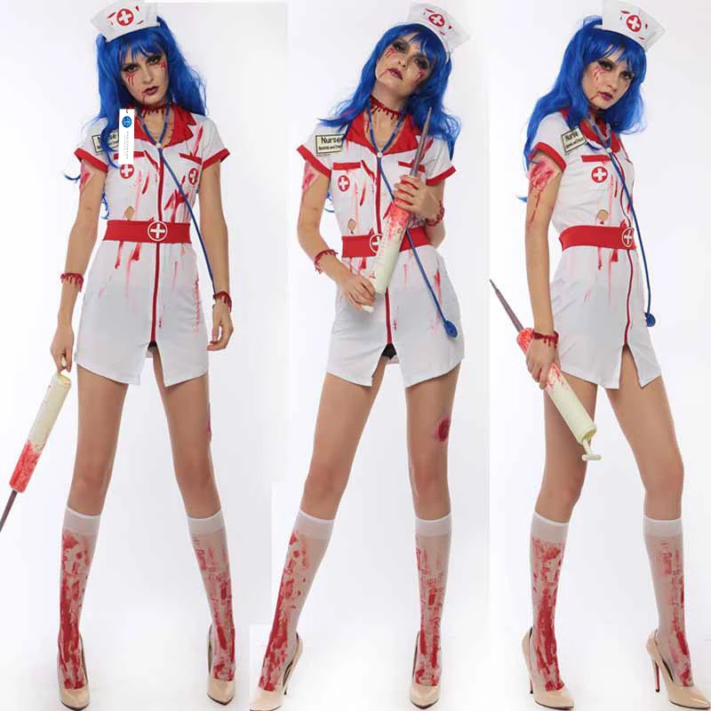 

ManLuYunXiao 2017 Cosplay Vampire Witch Costume Women Halloween Zombie Nurse Party Uniforms Horror Theme Christmas Costume