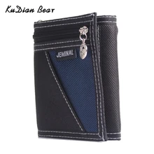KUDIAN BEAR Canvas Men Wallets Casual Boy Purse Travel Men Purse Vertical Designer Male Card Holder