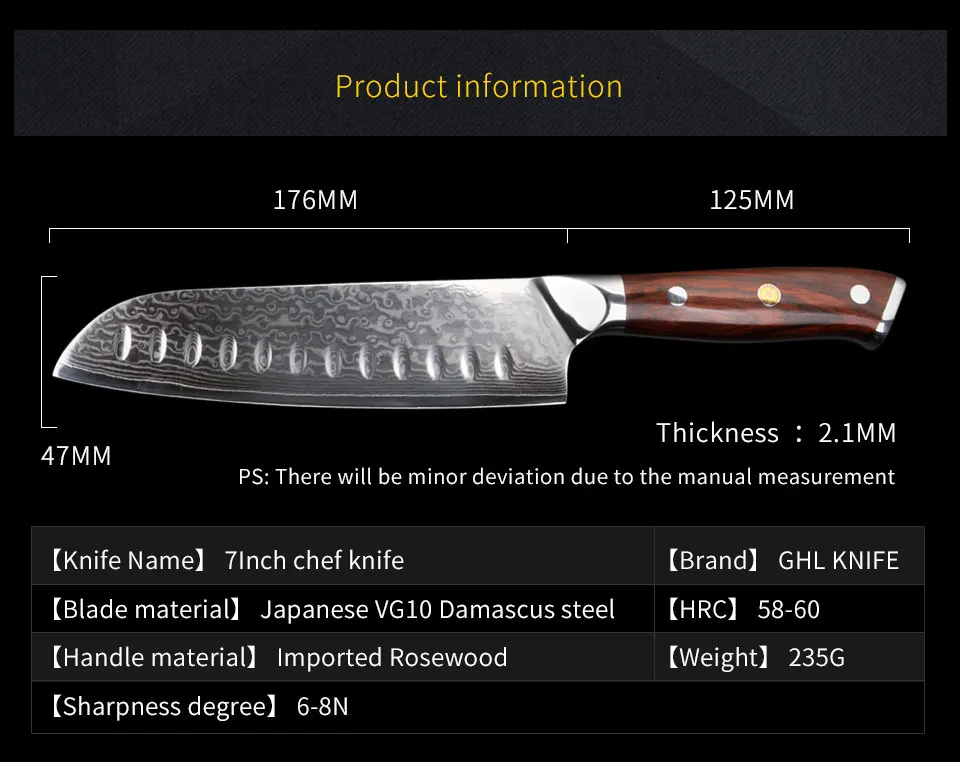 7 дюймов sankotu ножи высокоуглеродистые VG10 японский 67 слоев дамасский кухонный нож из нержавеющей стали gyuto Нож Роза деревянная ручка