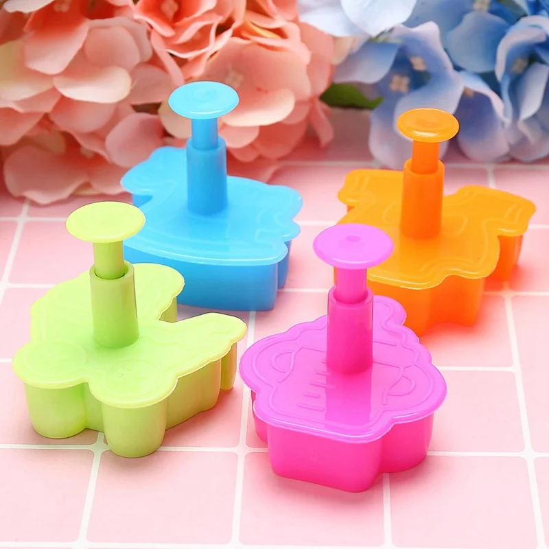 

Cake Decorating Tools Kitchen Biscuit Plastic Baking Mold 4Pcs Baby Type Die Fondant Plunger 3D Stamp Cookie Cutter Pastry