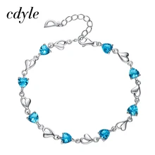 Cdyle S925 браслеты из стерлингового серебра женский браслет модное Ювелирное Украшение с инкрустацией с хрустальным браслетом