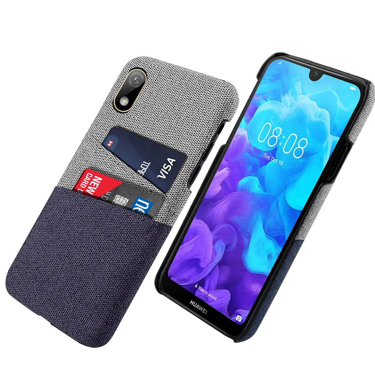 

For Huawei Y5 2019 Case Farbic Cloth Cards Holder Ultra Slim Fit Anti-Scratch Hard PC Cover For Huawei Y5 2019 Case Shockproof