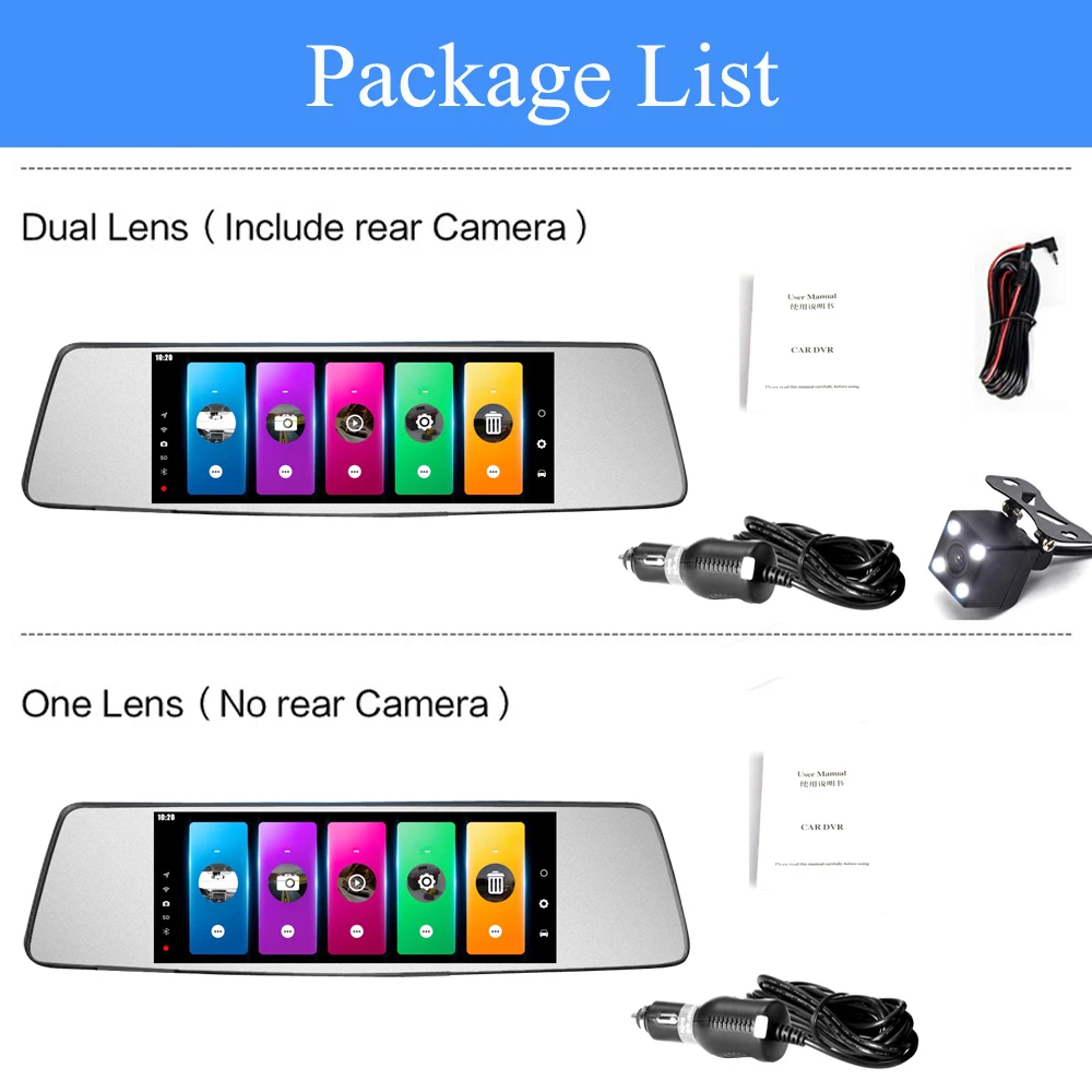 ADDKEY 7 дюймов dash cam зеркало автомобиля dvr двойной era две камеры dashcam full hd dashcamera в