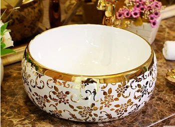 

The stage basin ceramic lavabo that defend bath lavatory basin art basin waist drum golden feather cane