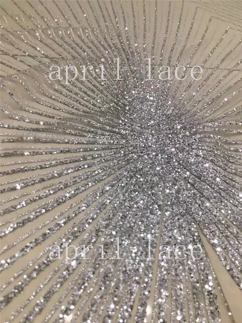 

stock 5yards luxury th04 #stripe silver color hand print glitter mesh tulle lace fabric for occasion/ sawing wedding dress
