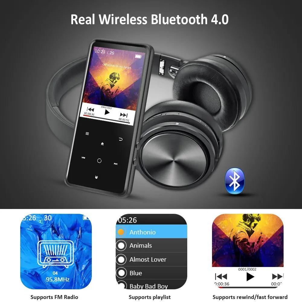 Новое поступление Bluetooth MP4 музыкальный плеер с динамиком 16G с 2,4 дюймовым экраном высокого качества без потерь плеер с FM, рекордер