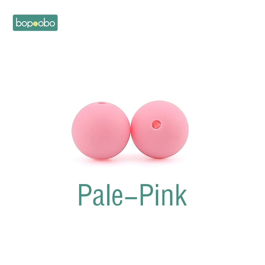 Bopoobo 1000pc силиконовые бусины 12 мм BPA Бесплатный силиконовый для детей для прорезывания зубов продукты жевательный браслет кулон бисер для изготовления Детские трофеи - Цвет: Pale Pink