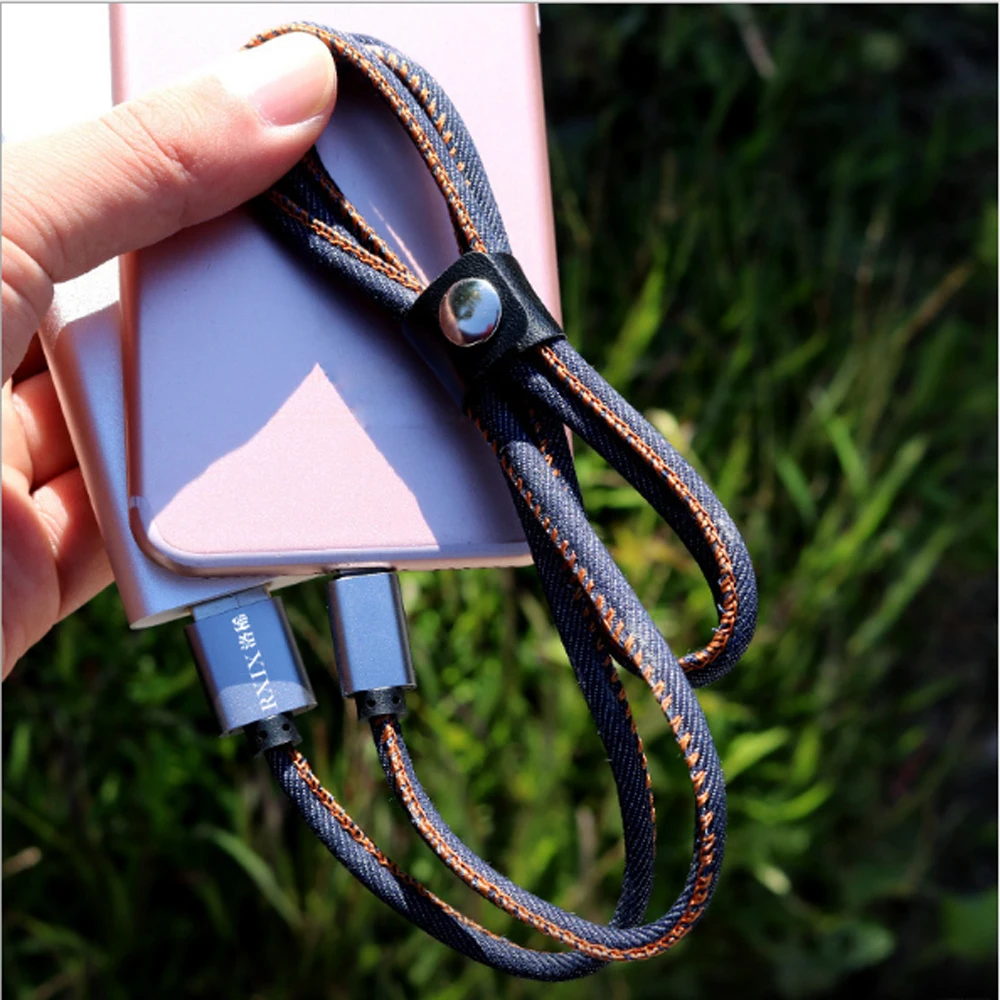 

100pcs 2.4 A 1 M Micro USB Type C Cable Durable Denim Braided Sync Data Mobile Phone Cable for iPh 7 6s Charge & Sync Data