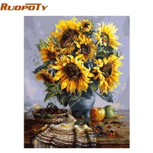 

RUOPOTYdiy frame DIY Painting By Numbers Wall Art Picture Acrylic Chrysanthemum Flowers Paint By Numbers Kits For Home Decor Art