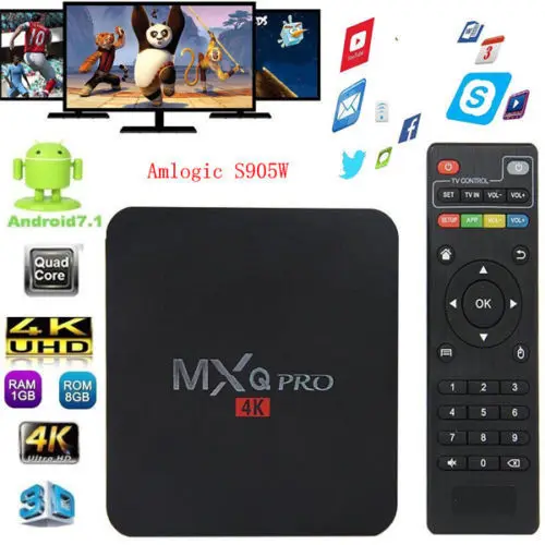 AKASO MXQ برو 4 k مربع التلفزيون الذكية رباعية النواة 1G + 8G 3D MXQ 4 K مجموعة أعلى مربع الروبوت 7.1 التلفزيون مربع S905W مشغل الوسائط MXQ الموالية التلفزيون م...