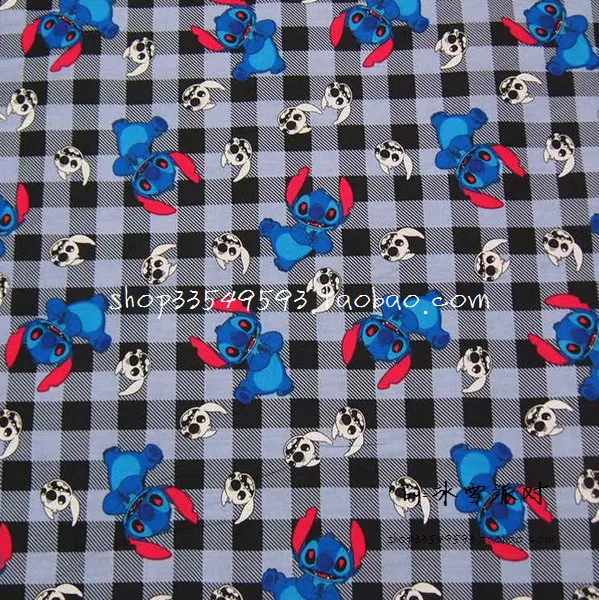 

100X140cm Stitch Plaid Cotton Fabric for Baby Boy Clothes Hometextile Quilting Cushion Cover Curtain DIY-BK074
