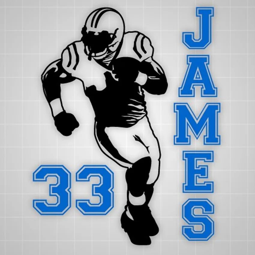 

Personalized Name Wall Decal Football Player Custom Number Decal Cool Sports Wall Stickers Art Mural Home Decoration DIY SYY052