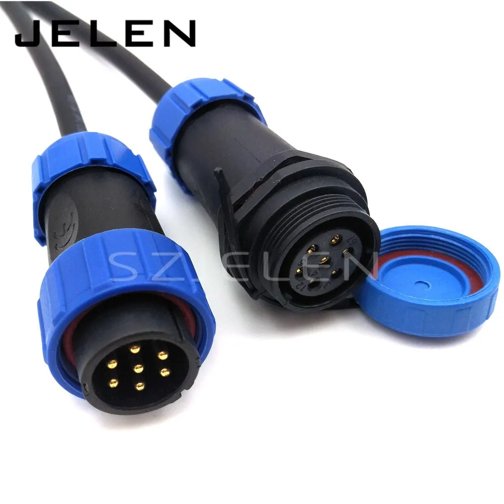 SP2110, 7pin кабельный разъем, IP68, 7-контактный разъем и гнездо, светодиодный разъем провода питания 7 pin, Автомобильные Разъемы Male Female