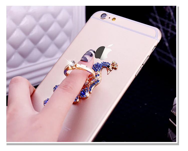 Luxury Diamond 360 Degree Metal Finger Ring Holder Peacock Ring for iPhone 6 6s 7 8 Plus X Redmi 4X Honor 9 P20 S9 Stand Holder