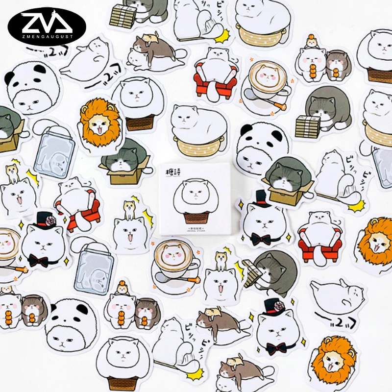 

45 Pcs/box Cute cat Mini Paper Decoration DIY Scrapbook Notebook Album seal Sticker Stationery Kawaii Girl Sticker