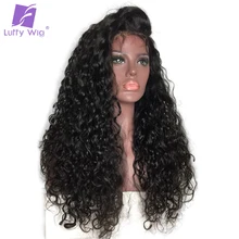 LUFFY Curly Indian Non Remy Hair 13*6 Deep Part Pre Plucked Lace Front Human Hair Wigs Natural Color For Black Women 130 density