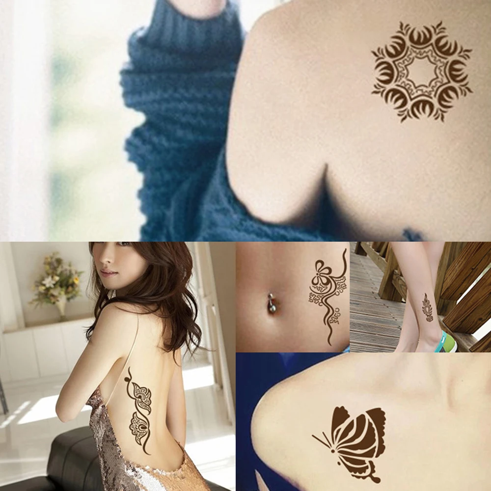 6 листов татуировки трафарет для татуировки хной бумаги птица цветок кран шаблон Рисование пастой женский боди-арт шаблон татуировки Временные S200#10