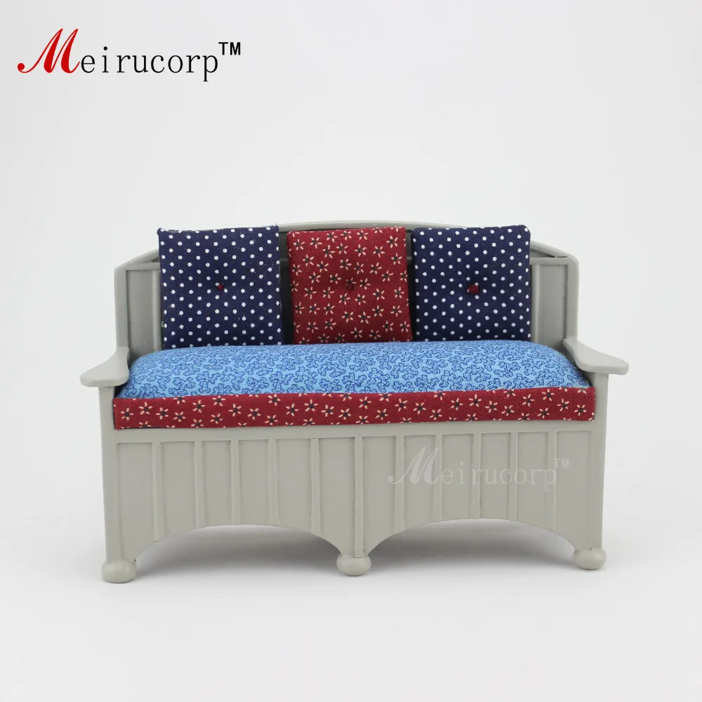 Doll house 112 scale Miniature furniture Handmade Elegant Fabric sofa