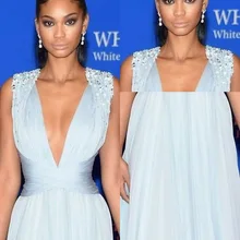 Элегантные красной ковровой дорожке платья знаменитостей глубокий V шеи Ruched вечерние вечерние платья Vestidos