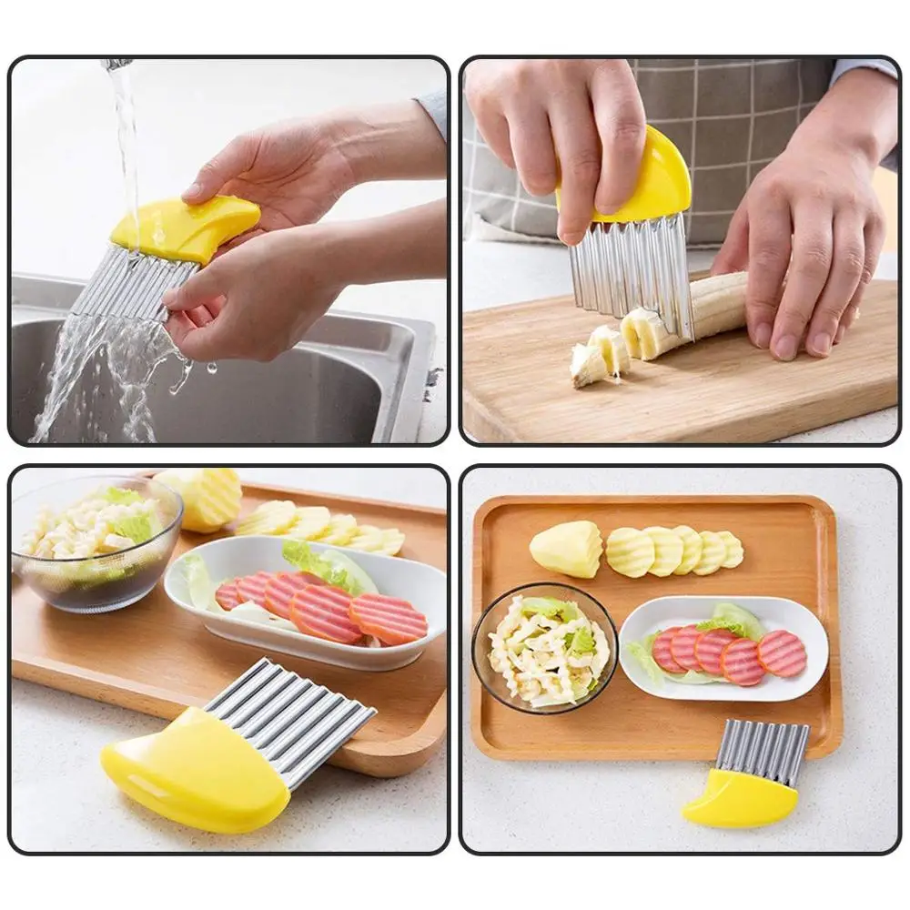 

Crinkle Cut Knife, Stainless Steel Wavy Chopper Knife, Fruit And Vegetable Crinkle Cutter, Potato Cutter Onion Cutter