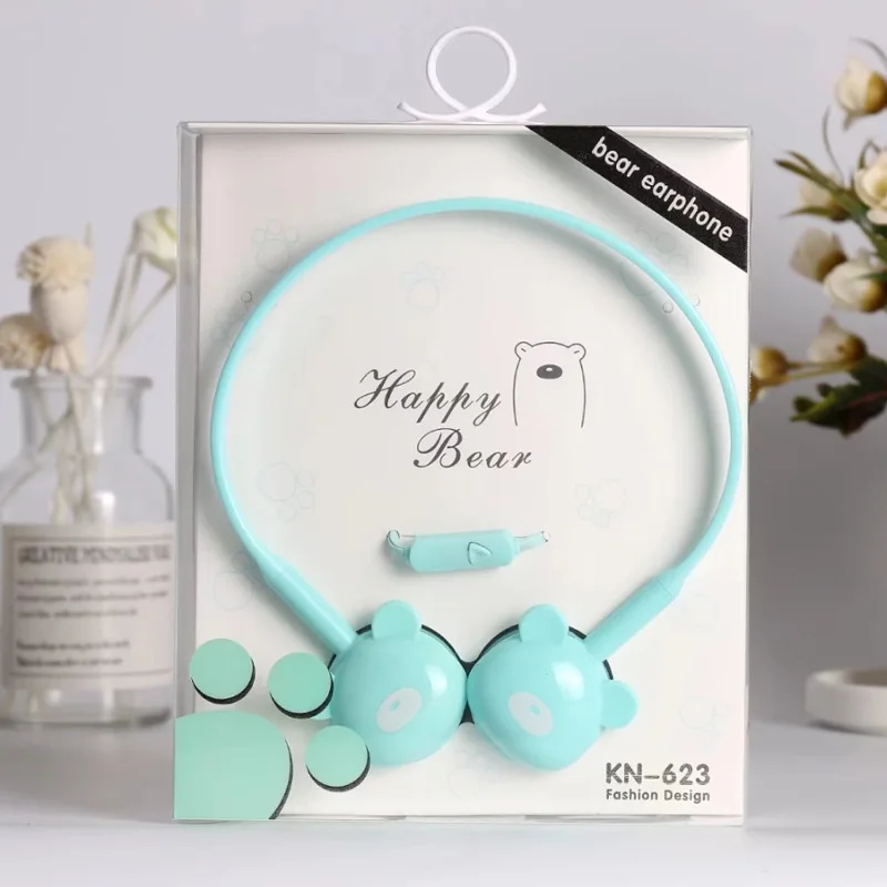 

Cartoon Bear Headphone 3.5mm Wire Anime Earphones Music Earbuds Girl Child Kids Earplugs For Computer ipad Mobile Phone