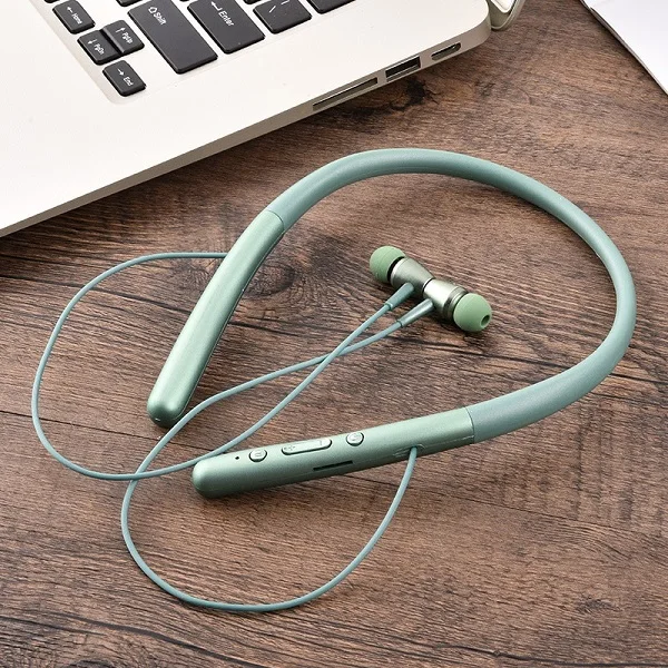 Блютуз наушники беспроводные наушники стерео Bluethooth наушники с микрофоном Bluetooth 5,0 Беспроводной магнитные наушники для телефонов - Цвет: Green