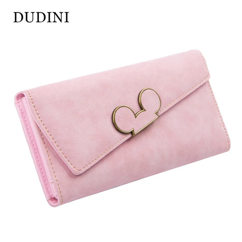 

DUDINI High Fashion Women Wallet Scrub Hit Color Lnclined Lid Ladies Wallet Creative Design Hasp Clutch Coin Pocket Card Holder