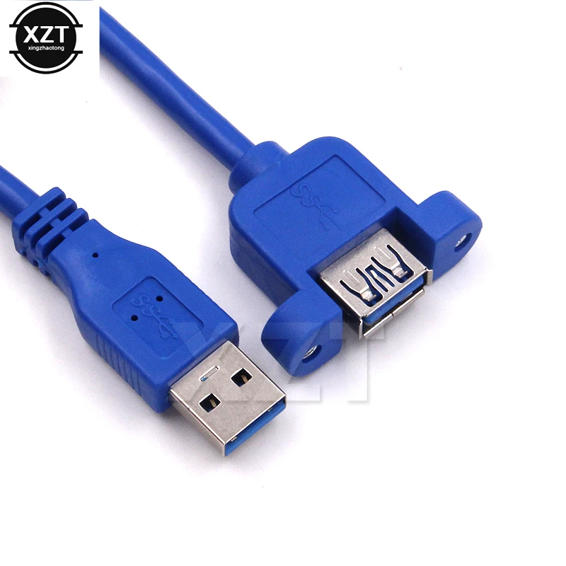 High Speed USB 3.0 Male To Female USB 3.0 Extension Cable Wire Computer Host Panel Mount Screw Connector Adapter usb aux adapter