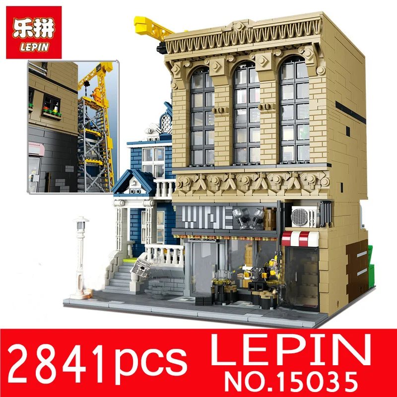 

Lepin 15035 2841Pcs Genuine Creative Streetsight MOC Series Kit The Bars and Financial Companies Set Building Blocks Bricks Toys