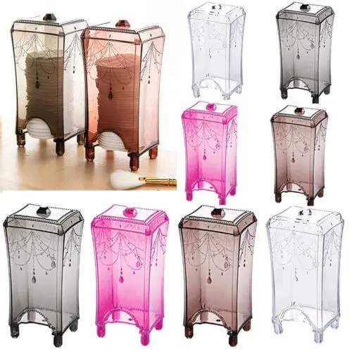 

Clear Acrylic Cotton Pad Swab Q-tip Storage Bud Holder Box Cosmetic Makeup Box