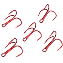 10 шт./лот 2#4#6#8#10# рыболовные крючки из высокоуглеродистой стали тройной крючок Рыболовные снасти круглый изогнутый красный цвет рыболовные инструменты
