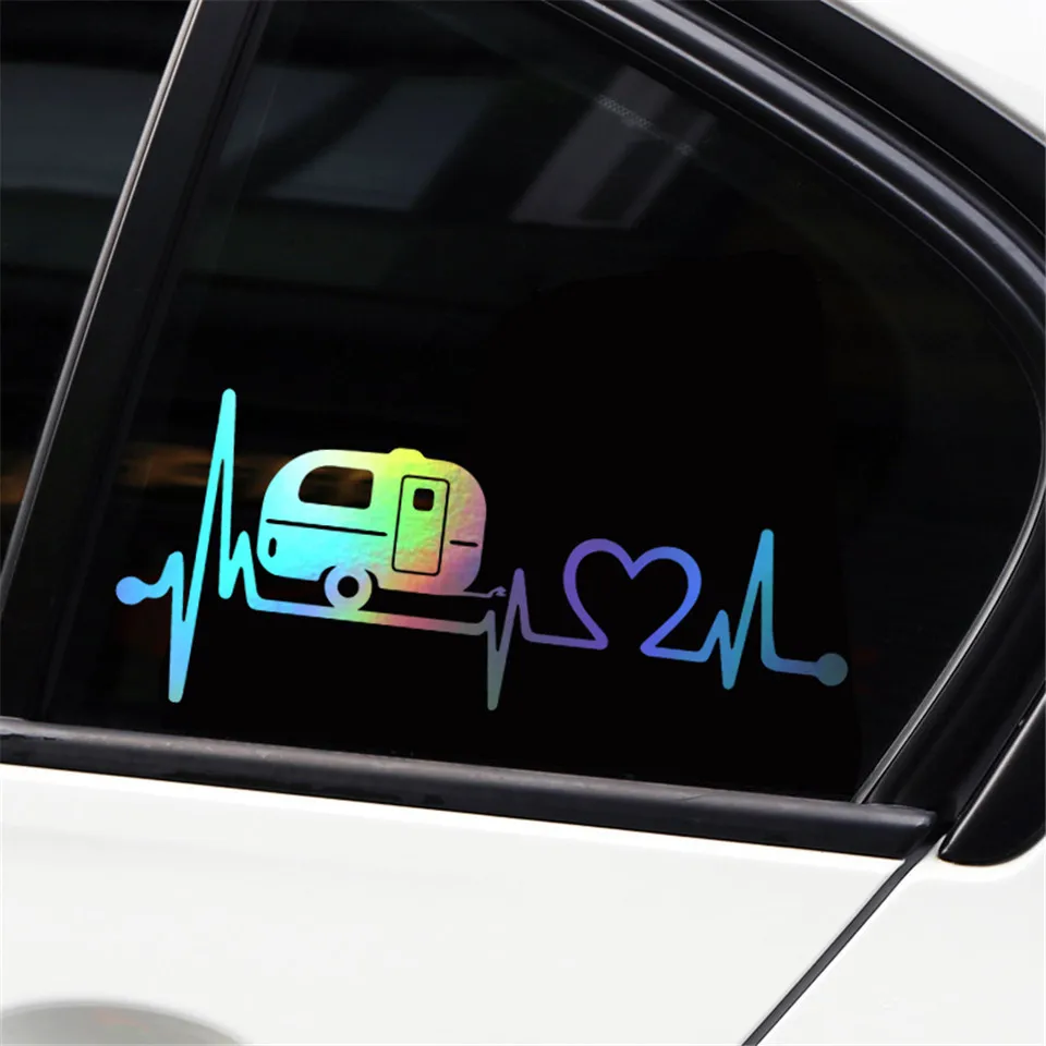 Creative Camper Travel Hiker Camper Heartbeat Vinyl Car StickerDecal  (3)