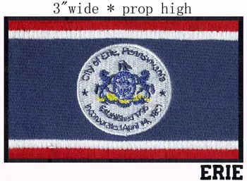 

Eire, Pennsylvania USA Flag 3" wide embroidery patch for my chemical romance/snowflake/portal